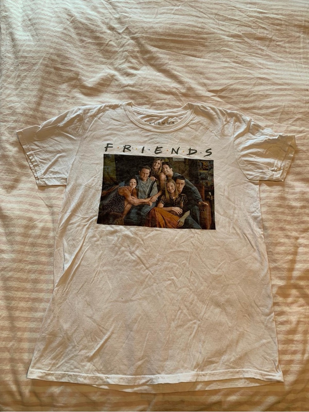 FRIENDS White Short Sleeve Tee with Full-Color Cast Graphic